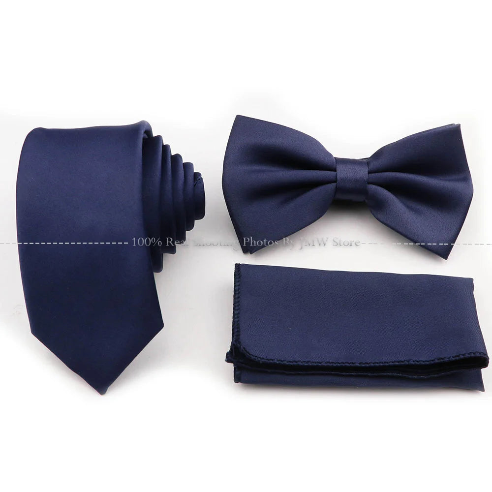 Ensemble cravate et nœud papillon violet bleu sauge vert en polyester, boutons de manchette et broche pour costume de marié, cravate de mariage, accessoire de chemise