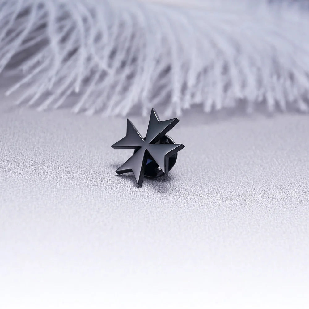 Broches tendance Malte en acier inoxydable pour hommes, broche de col de chemise à fermoir croisé, bijoux de mariage pour le marié, cadeaux pour le témoin.