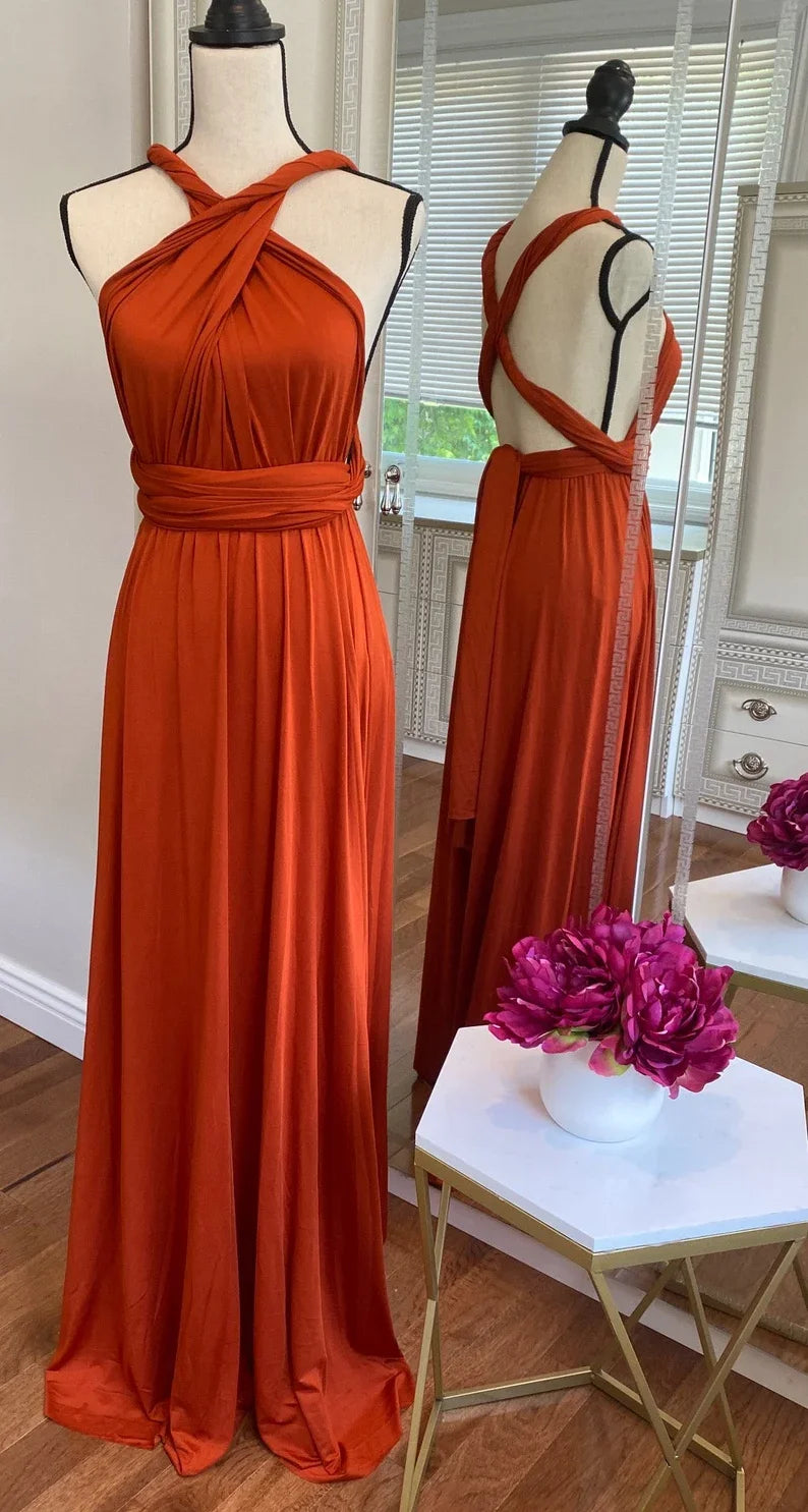 Robe de demoiselle d'honneur, robe longue vert olive de demoiselle d'honneur, robe convertible pour cortège nuptial, robe infinie multivoies, robe sur mesure