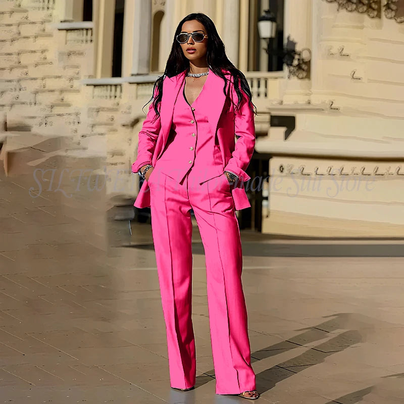 Ensembles tailleur 3 pièces pour femme : veste, pantalon et gilet - Tenues décontractées élégantes pour le bureau - Vêtements féminins de haute qualité - Ensembles blazer chics et formels