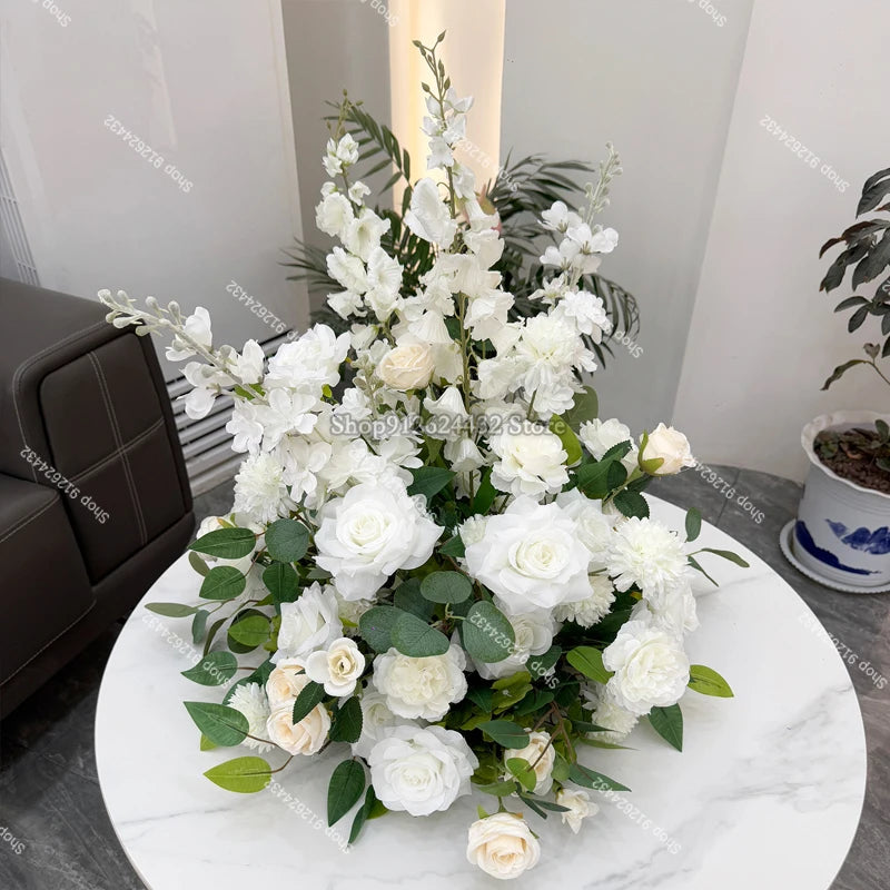 Centre de table de mariage de luxe en boule de roses blanches