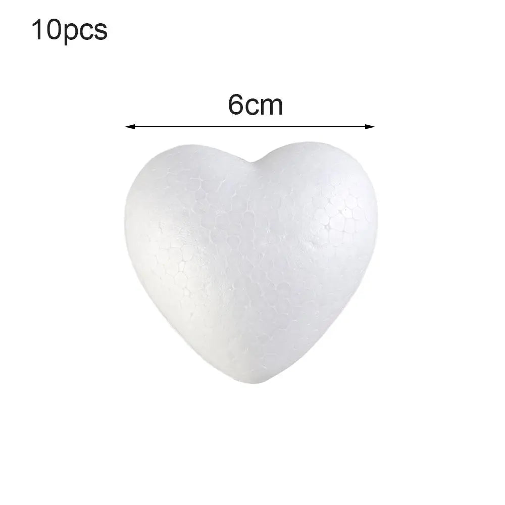 Moule Cœur en Mousse 6/8.5/10/15cm Boules Blanches Bricolage en Polystyrène pour Décoration de Mariage, Jouets, Fête