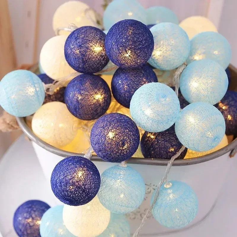 Guirlande de mariage 2026 Saint Valentin Décoration de chambre Guirlande lumineuse LED Fée Boule de coton Lumière extérieure Fête Décoration Ramadan