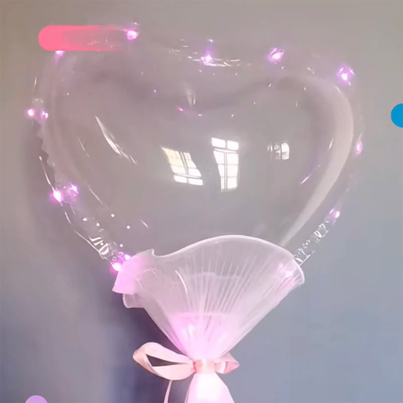 Ballon lumineux transparent Cœur Licorne Étoile LED Ballons Bobo Lumineux pour Fête d'Anniversaire Enfants Mariage Décor Fournitures de Fête