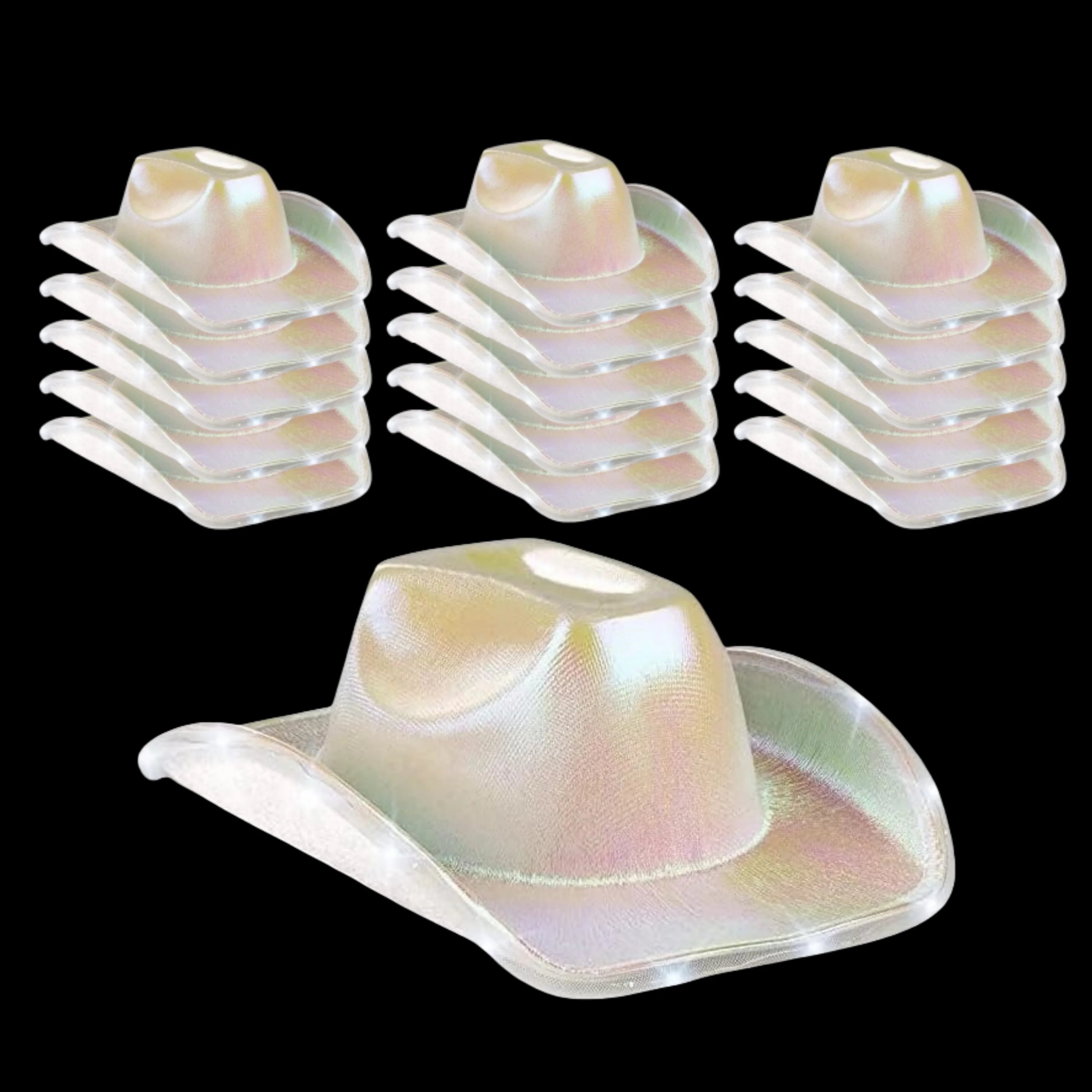 6/8/12PACK Light Up Cowboy Hats LED Wedding Hats Neon Sparkly Hats Gift for Bridal Wedding Shower Dance Bachelor Party Prom