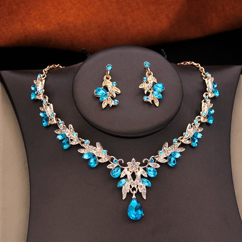 Ensembles de bijoux de mariée pour femmes, diadèmes de mariage et d'anniversaire, et collier ras-du-cou, boucles d'oreilles, accessoires de bijoux de costume de fête de mariée