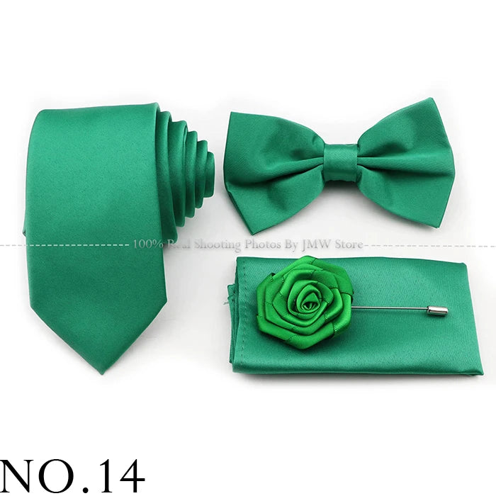 Ensemble cravate et nœud papillon violet bleu sauge vert en polyester, boutons de manchette et broche pour costume de marié, cravate de mariage, accessoire de chemise