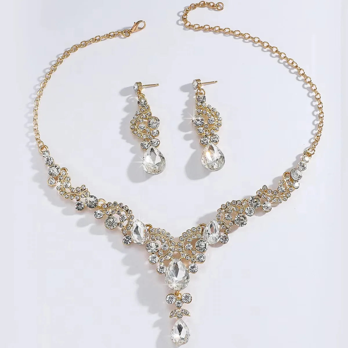 3 pièces accessoires de cheveux de mariée luxueux accessoires de cérémonie de banquet pour femmes mode bijoux de mariée colliers boucles d'oreilles ensembles de couronnes