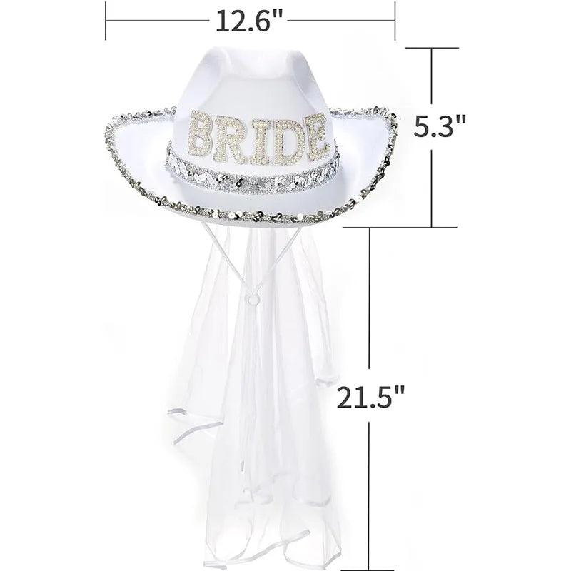 Chapeau en Jean Blanc "Bride to Be" avec Voile Décoration de Mariage, Douche Nuptiale, Fiançailles, Enterrement de Vie de Jeune Fille, Accessoire de Coiffure