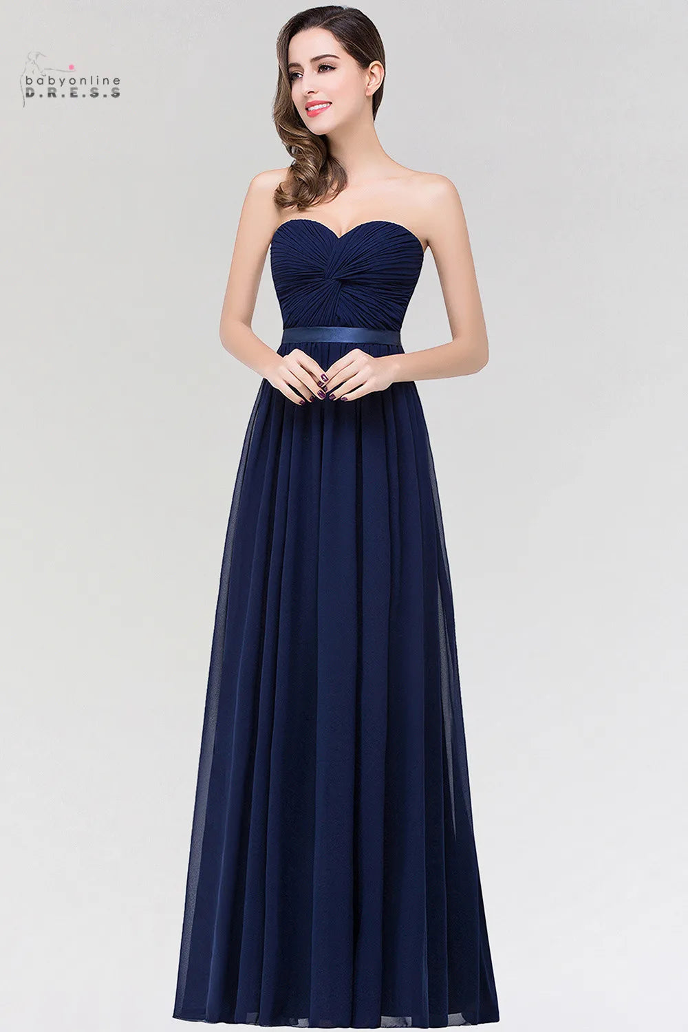BABYONLINE Robes de demoiselle d'honneur pour fête de mariage élégantes bordeaux plissées en mousseline de soie coupe trapèze longues robes de soirée formelles de bal