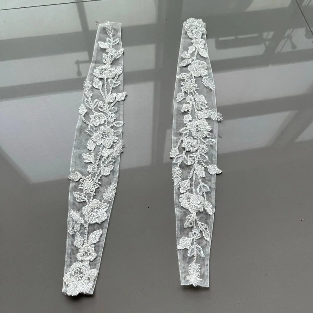 Exquisite Detachable Handcrafted Beaded Cap Sleeve Lace Straps for Wedding Dresses Bridal Accessories