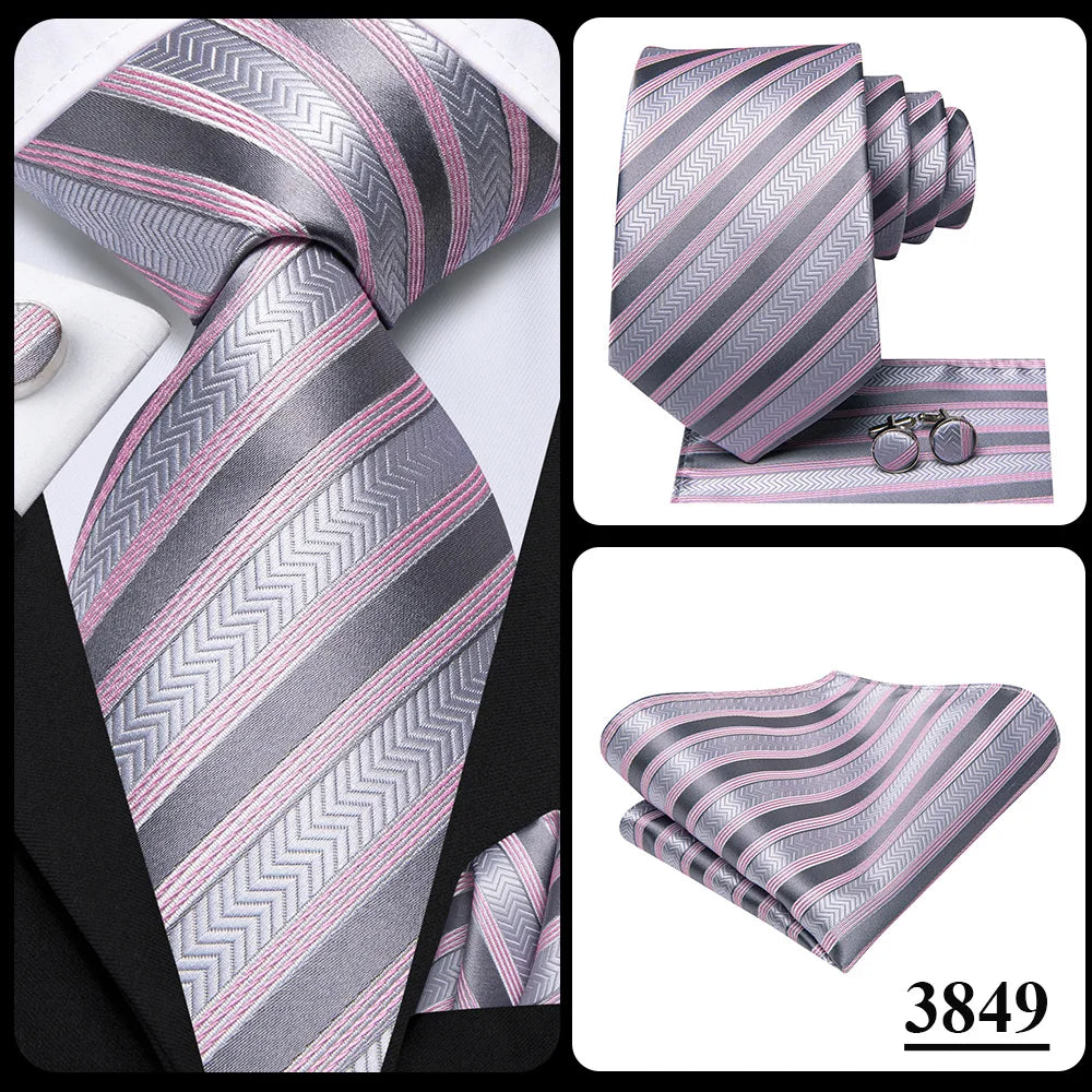 Silk Paisley & Floral Necktie Gift Set | Groom & Groomsmen Wedding Tie with Pocket Square & Cufflinks