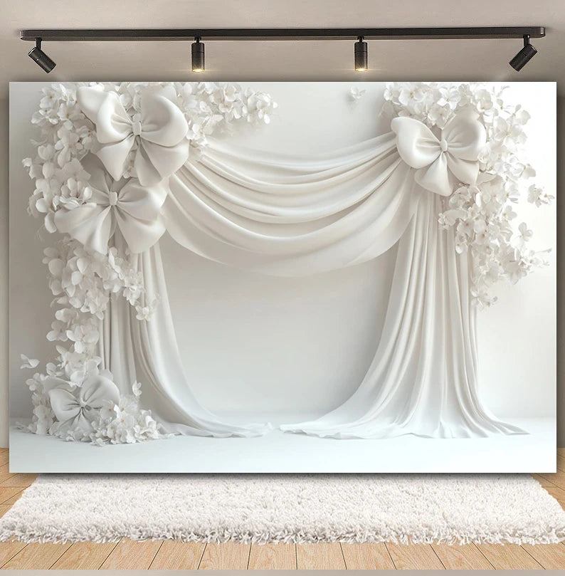 Toile de fond de fête pour photographie, motif mariage, fleur rose, palais, mur blanc, pour fête prénuptiale, décor de portrait de mariage, arrière-plan photo
