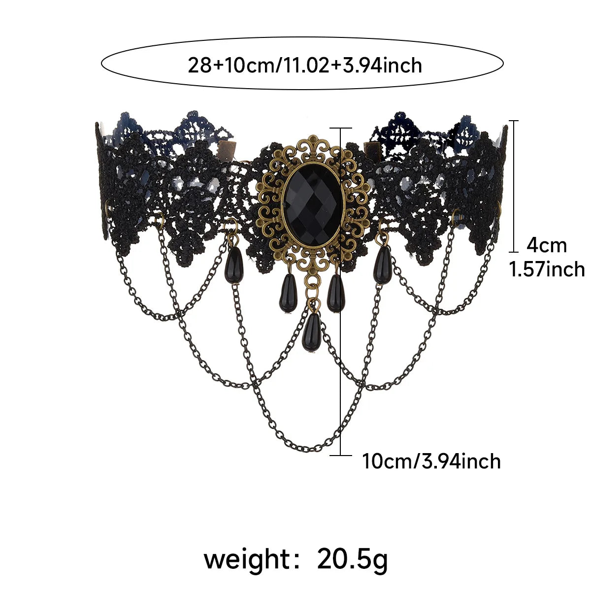 Collier ras-du-cou « rose épanouie en dentelle gothique » — style Lolita