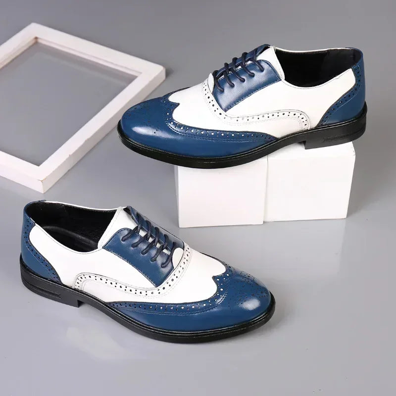 Chaussures habillées multicolores pour hommes Chaussures en cuir rétro pour hommes Chaussures d'affaires baroques pour hommes Chaussures décontractées Oxford pour hommes Erkek Ayakkabı