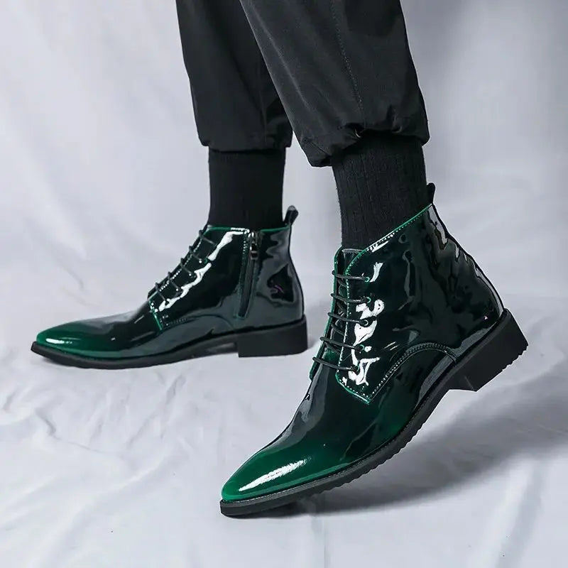 Bottes de luxe pour homme à paillettes, tendance, violettes, montantes, chaussures de mariage pour homme, bouts pointus, fermetures éclair, chaussures de ville pour homme, grande taille 47