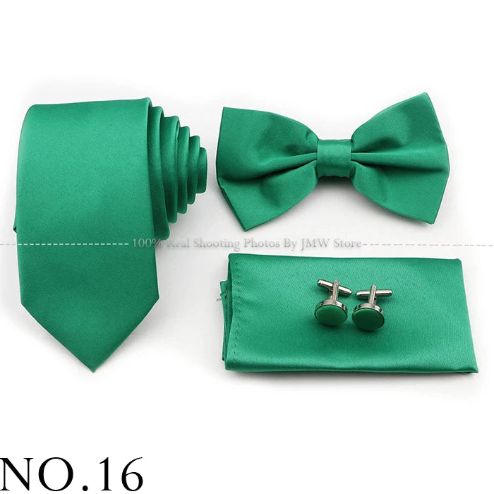 Ensemble cravate et nœud papillon violet bleu sauge vert en polyester, boutons de manchette et broche pour costume de marié, cravate de mariage, accessoire de chemise