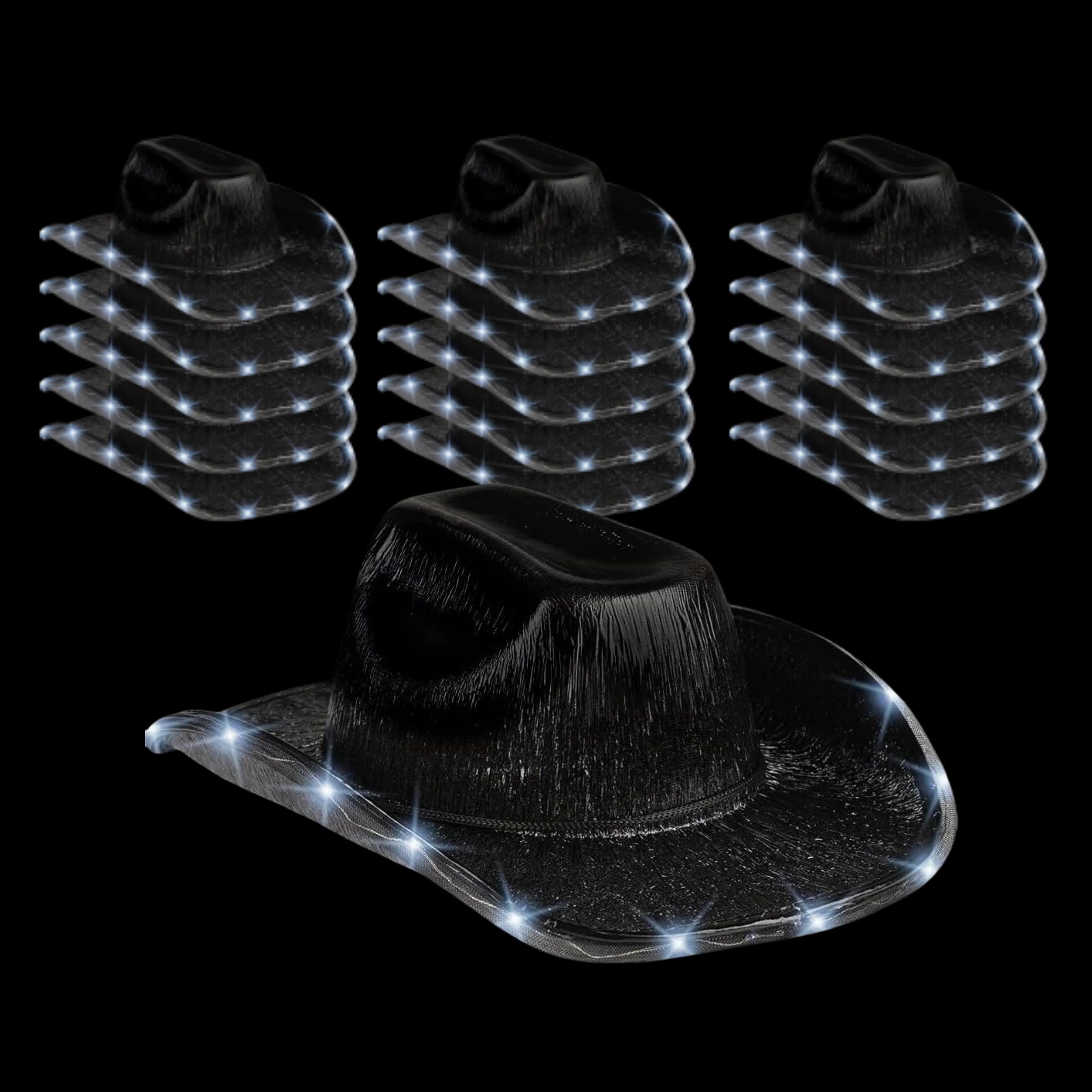 Chapeaux de Cowboy Lumineux 6/8/12 Pièces Chapeaux de Mariage à LED Chapeaux Néon Scintillants Cadeau pour Douche Nuptiale Fête Dansante Enterrement de Vie de Célibataire Bal de Fin d'Année