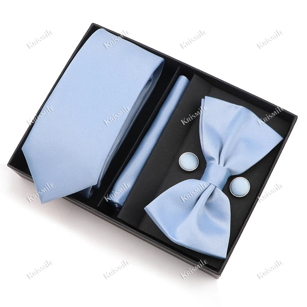 Men's Tie Box Gift Set | Necktie, Bow Tie, Pocket Square, Cufflinks & Brooch