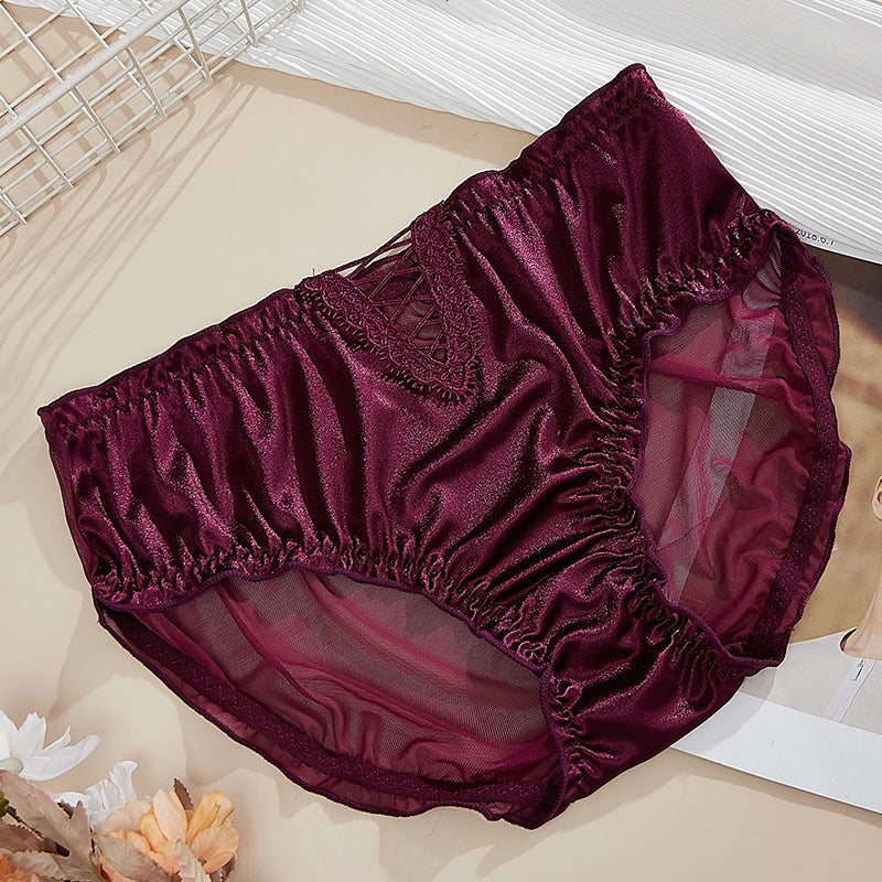 Culotte sexy pour femmes, culotte en dentelle grande taille, lingerie évidée respirante, sous-vêtements en coton à l'entrejambe pour femmes