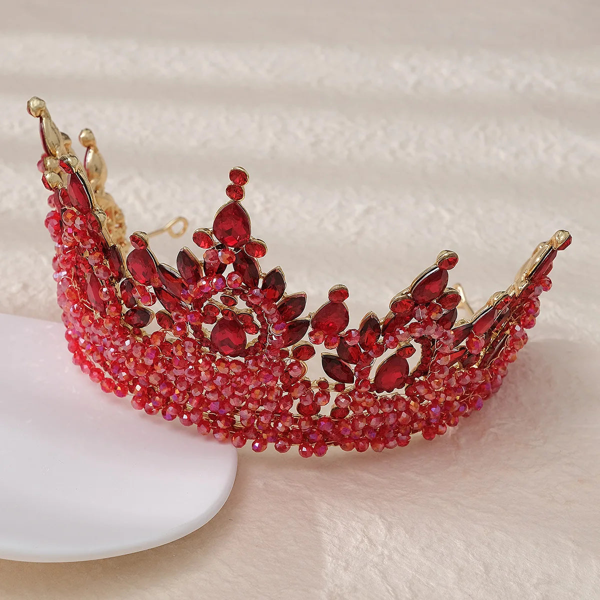 Accessoires de cheveux de mariage colorés roses, coiffe de concours de beauté, diadème de mariée Fait à la main en CRISTAL coloré avec perles