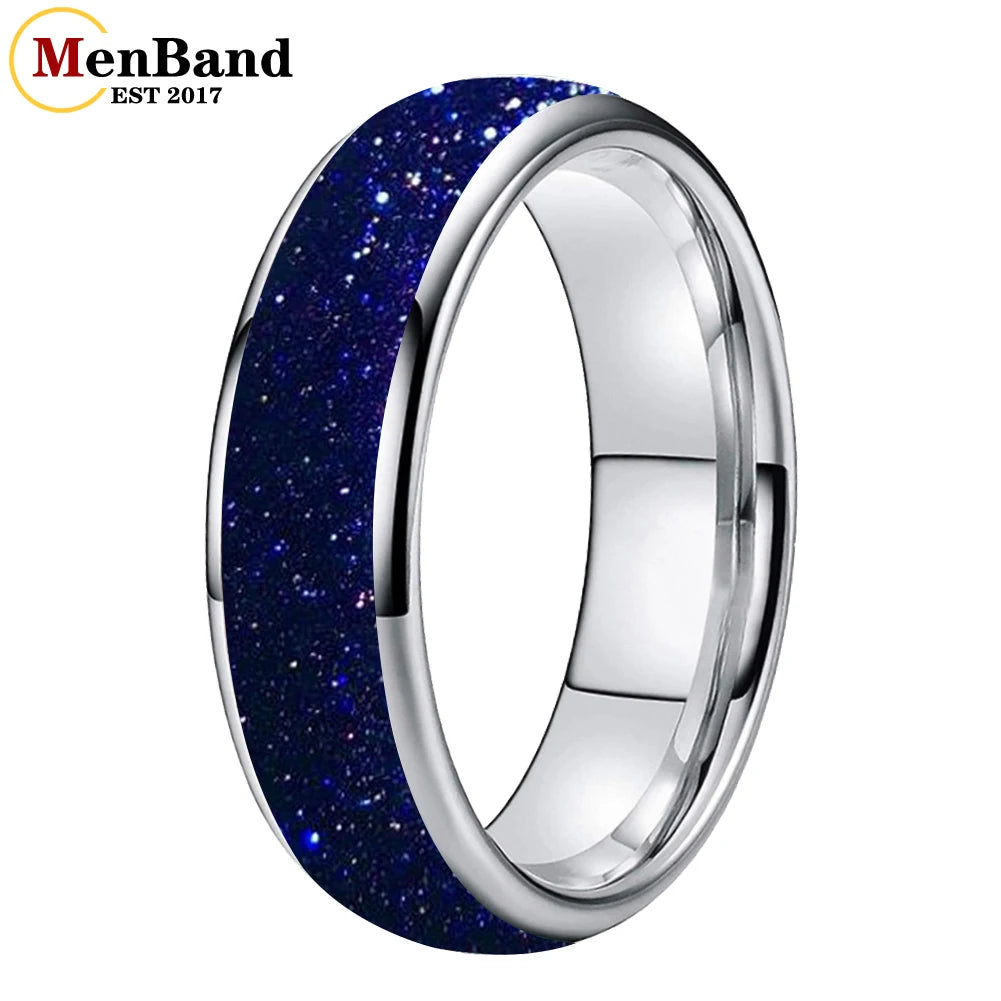 Bague de mariage pour homme 4/6/8mm - Bague en carbure de tungstène avec sable galactique concassé Espace cosmique Bague de mariage unisexe Bague de fiançailles Pour lui