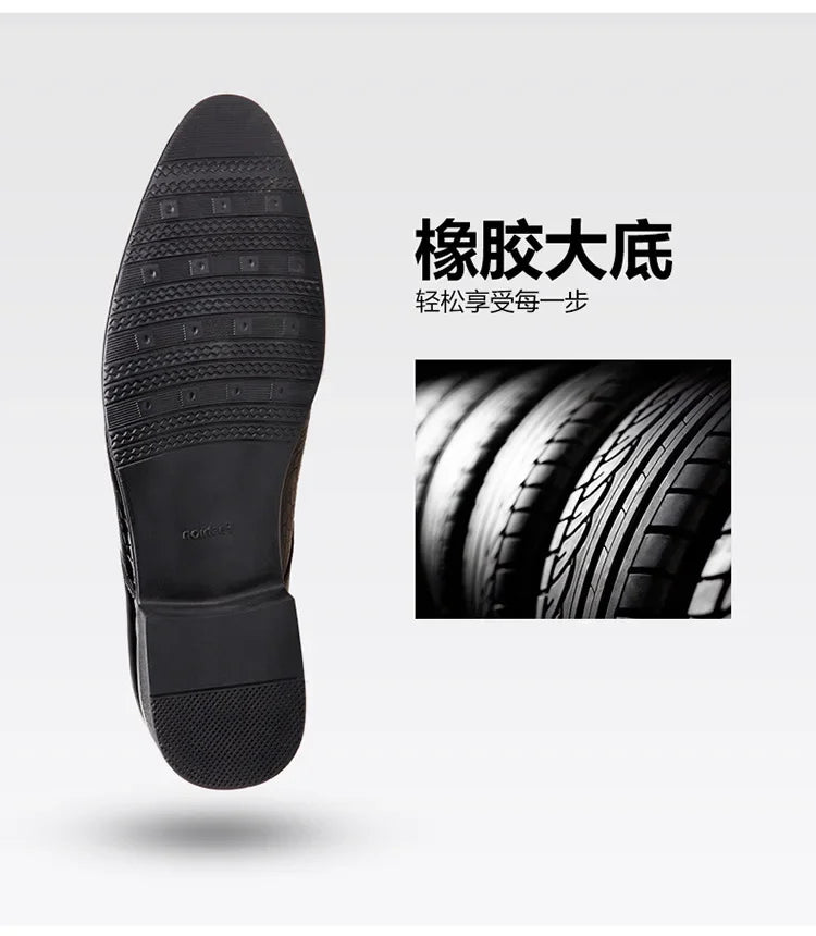 Chaussures habillées pour hommes en cuir PU, mocassins d'affaires tendance pour hommes, chaussures noires pointues Oxford respirantes pour mariage formel