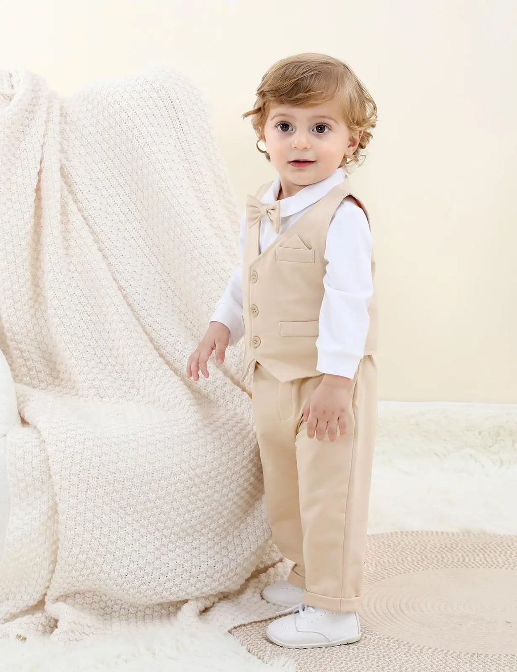 Ensemble Costume Bébé Garçon Tenue Formelle pour Mariage 1er Anniversaire Nouveaux-nés Barboteuse Gilet Pantalon Vêtements de Gentleman