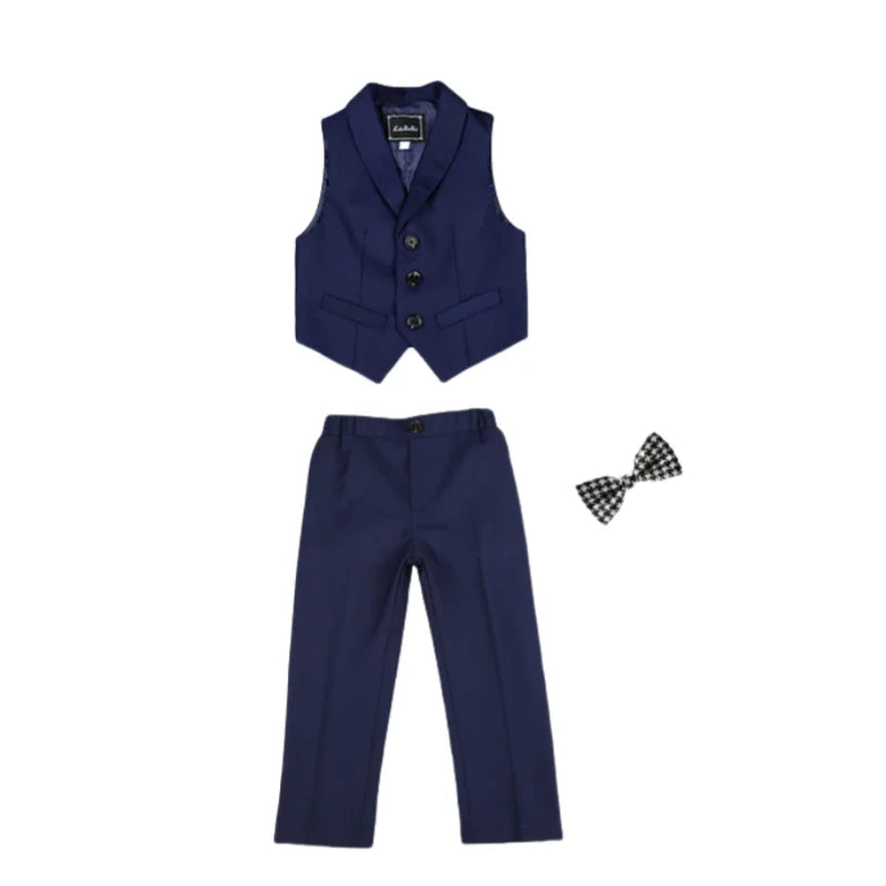 Ensemble gilet et pantalon pour garçons avec cravate, costume habillé formel, tenue de mariage ou communion pour adolescent, costume de performance de piano pour enfants