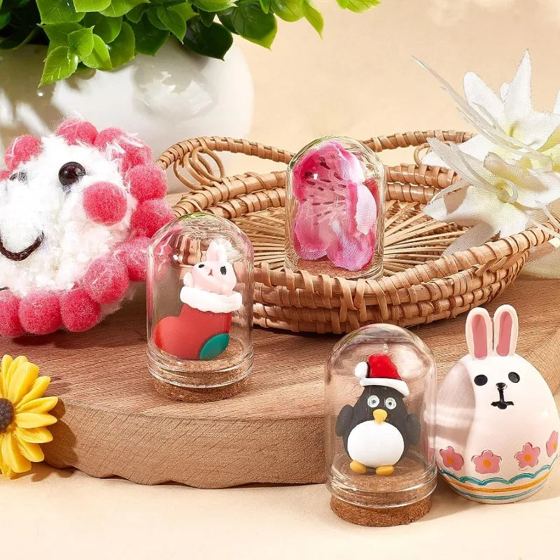 24pcs Glass Cloche Bell Jar with Cork Base - 5 Sizes Display Case for Flowers Mini Bottles Terrarium Home Party Wedding Decor