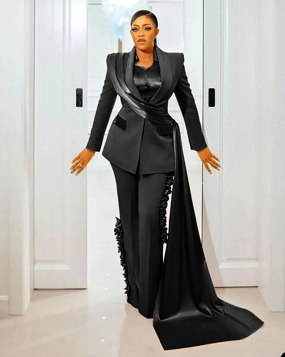 Ensembles de pantalons pour femmes, design spécial, grande taille, blazer de mariage avec wraps, tenues de mariée sur mesure, coupe ajustée, 2 pièces