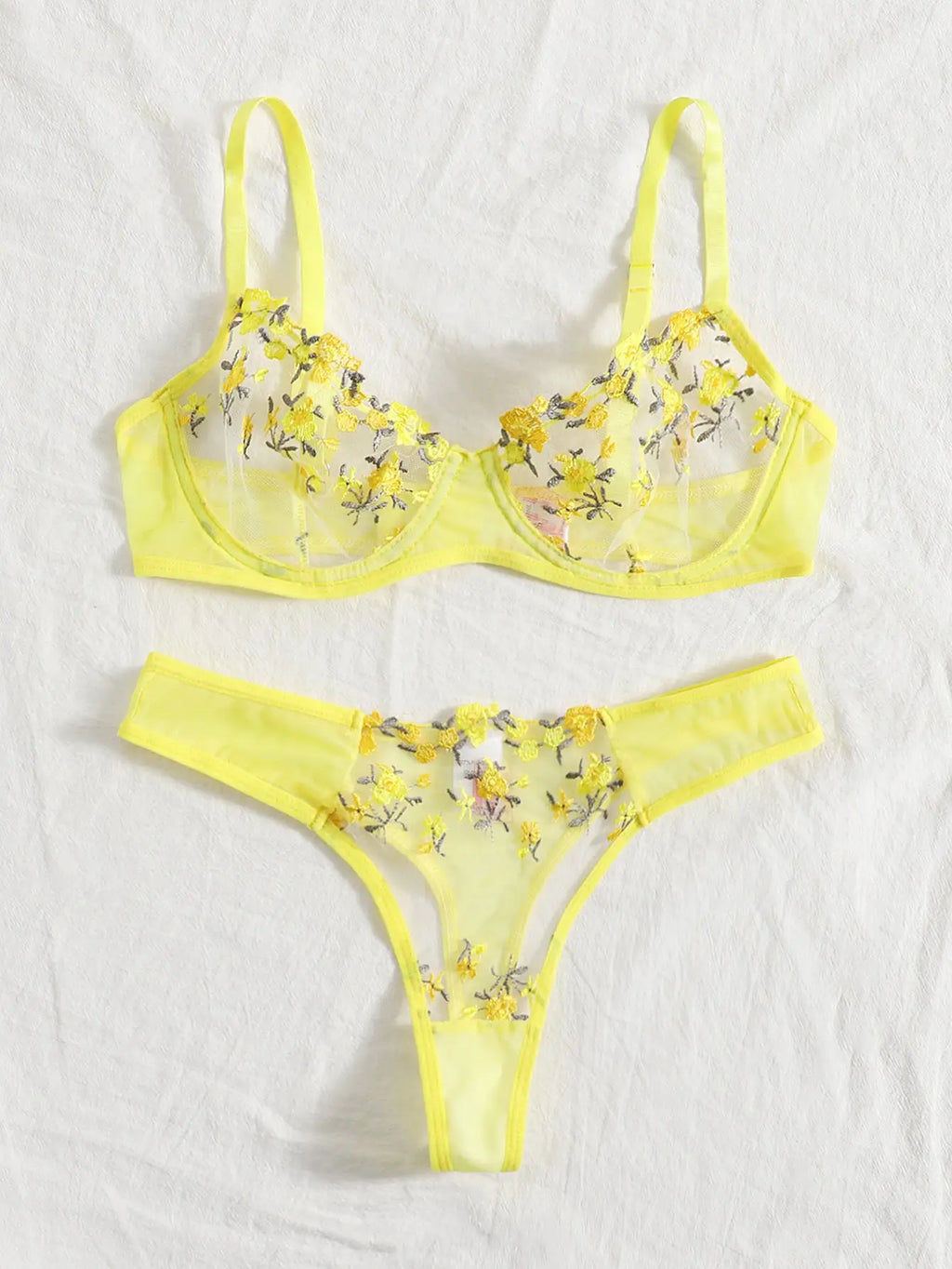 Lingerie Sexy Broderie Florale Sous-Vêtements Dentelle Transparente Court Kits de Soins de la Peau Ensemble Fée Délicate Femme 2 Pièces