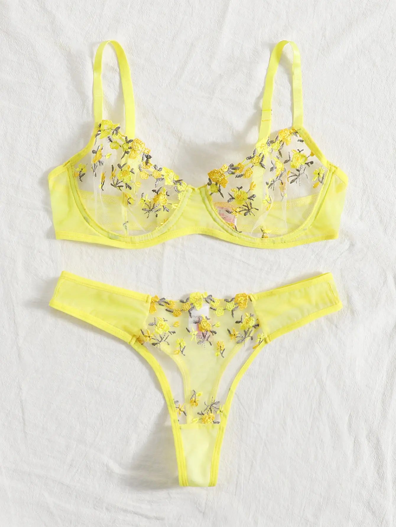 Lingerie Sexy Broderie Florale Sous-Vêtements Dentelle Transparente Court Kits de Soins de la Peau Ensemble Fée Délicate Femme 2 Pièces