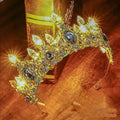 Accessoires de Cheveux de Mariée Lumineux Alliage Cristal Fête LED Lumineux Couronne Strass Diadème Fleur Reine Mariage Festival
