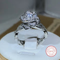 3D Rose Zircon Full Diamond Ring — 925 Sterling Silver