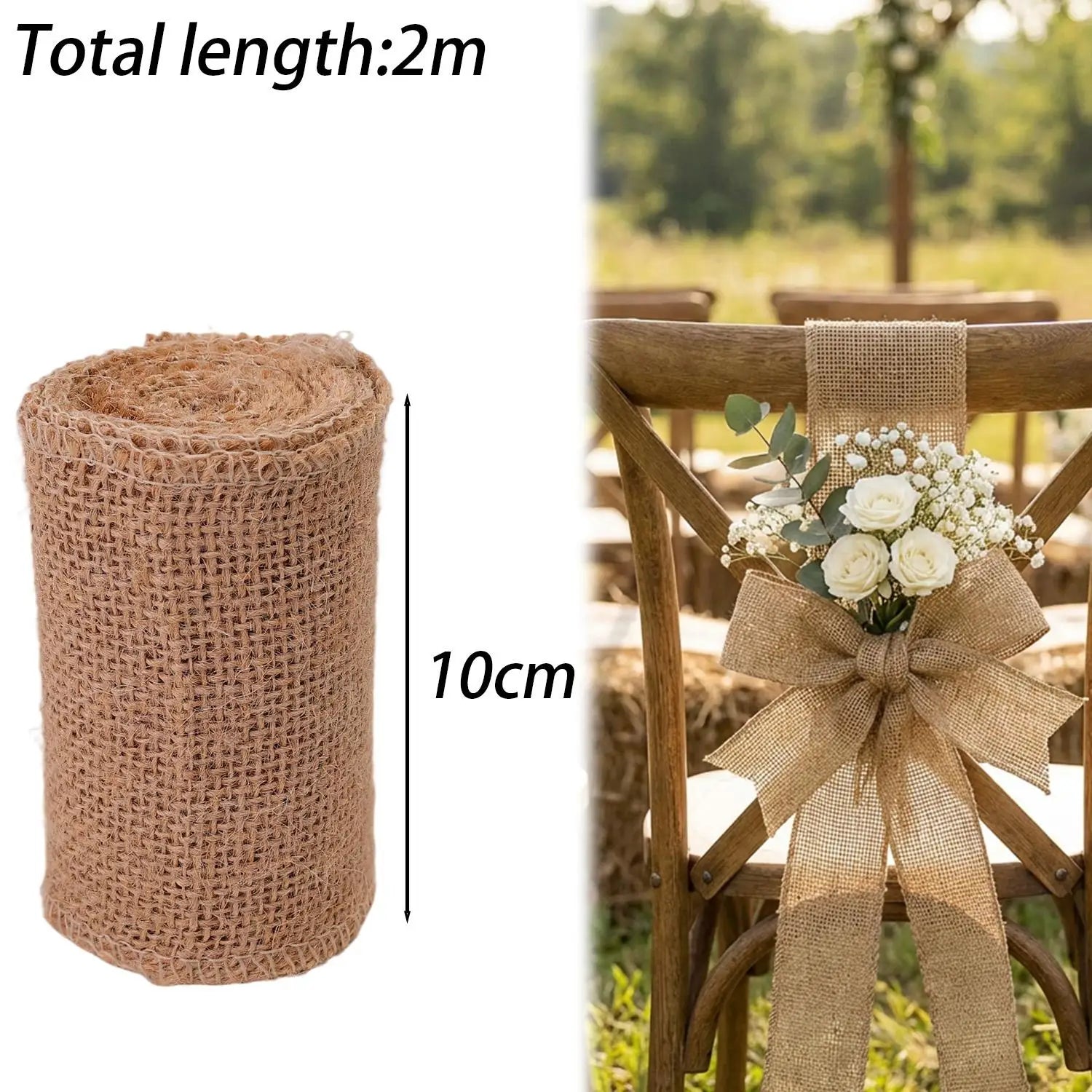 Rouleau de ruban en toile de jute pour loisirs créatifs, fournitures faites à la main pour décoration de mariage, emballage cadeau, bouquets de fleurs, guirlande de table, fête, bricolage