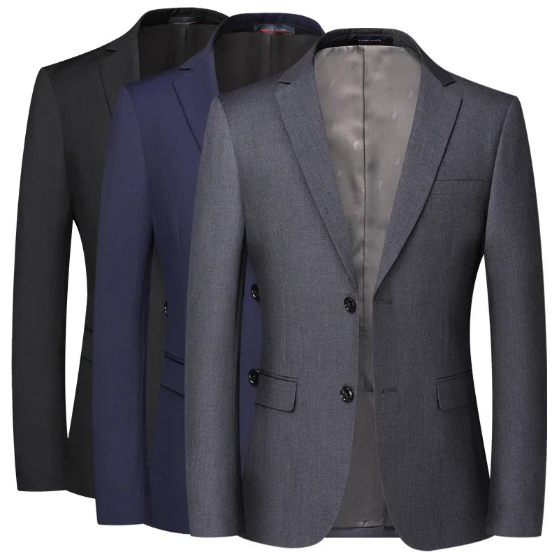 Solid Color Blazer Men's Fashion Business Solid Color British Style Professional Work Groom Wedding Dress Best Man Blazer Jacket