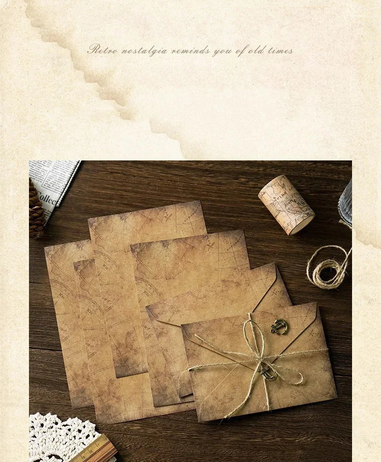 Kit de papier à lettres vintage kraft, papier à écrire, enveloppes A5 à fenêtre, enveloppe d'invitation de mariage, enveloppe cadeau