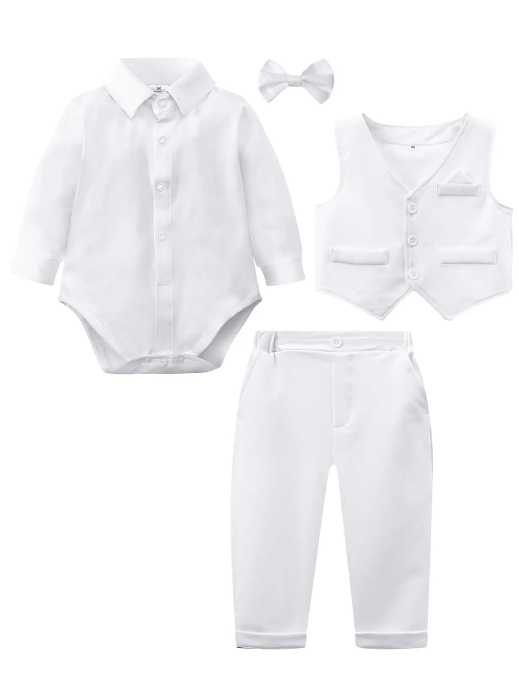 Ensemble Costume Bébé Garçon Tenue Formelle pour Mariage 1er Anniversaire Nouveaux-nés Barboteuse Gilet Pantalon Vêtements de Gentleman