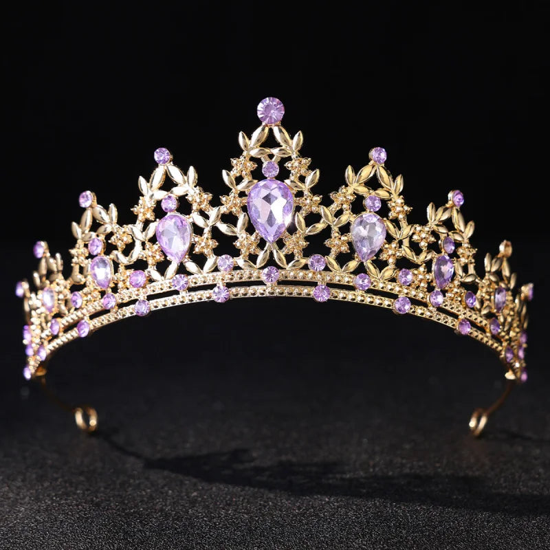 Couronne de Luxe Vintage en Cristal Accessoires de Cheveux de Mariée Style Palais Bandeaux de Fête pour Noël Nouvel An Banquet Soirées