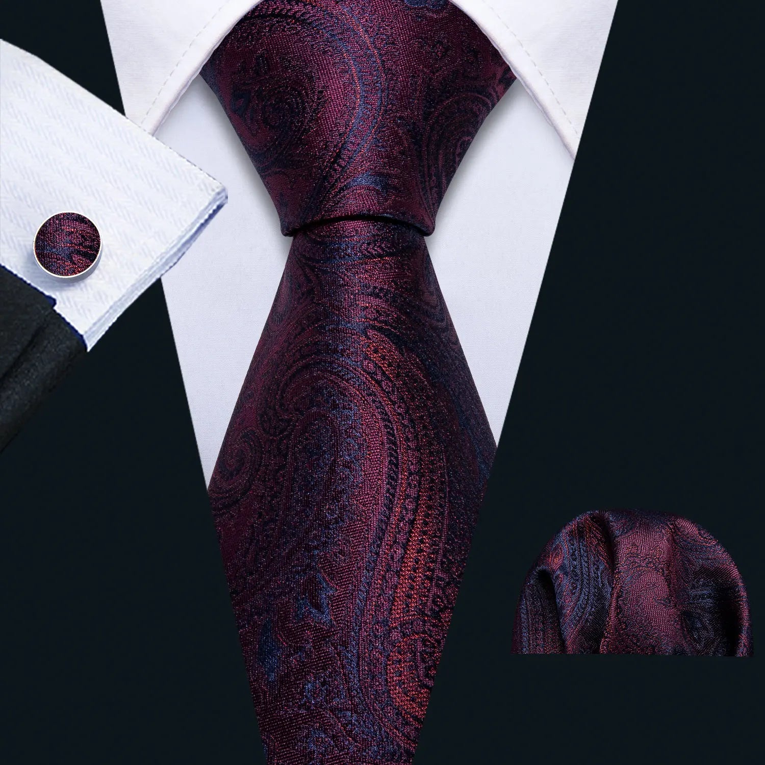 Cravate Homme en Soie Violette Unie avec Pochette Barry.Wang, Ensemble de Cravate et Mouchoir de Poche, Nœuds Papillons Floraux Paisley pour Homme, Cadeau pour Fête, Marié
