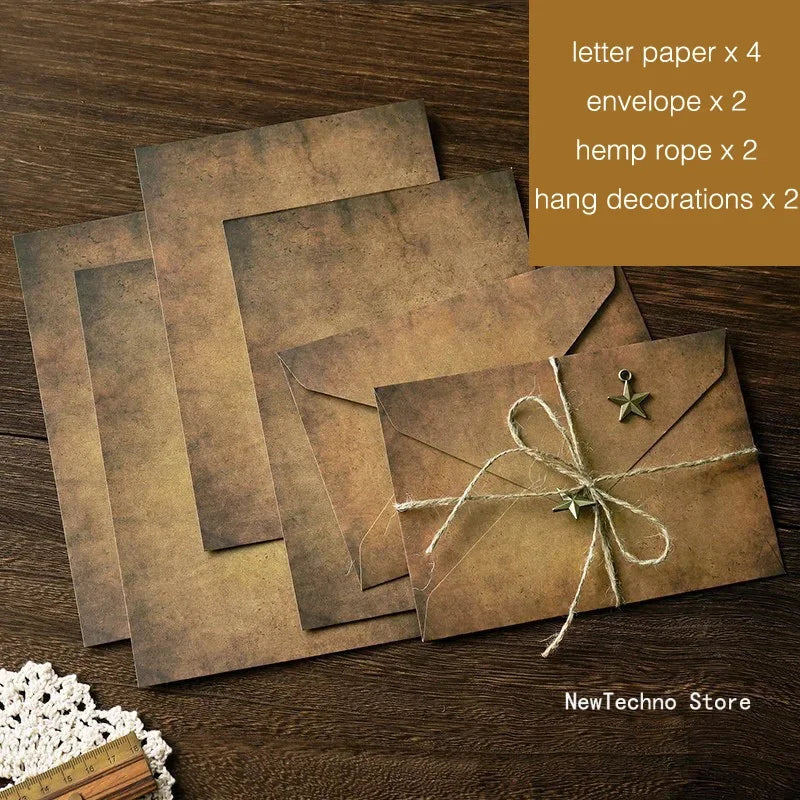 Kit de papier à lettres vintage kraft, papier à écrire, enveloppes A5 à fenêtre, enveloppe d'invitation de mariage, enveloppe cadeau