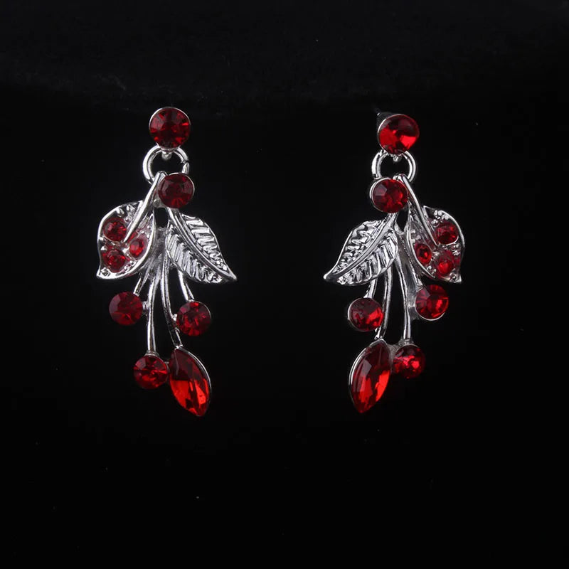 Purple Leaf & Flower Bridal Necklace & Earring Set