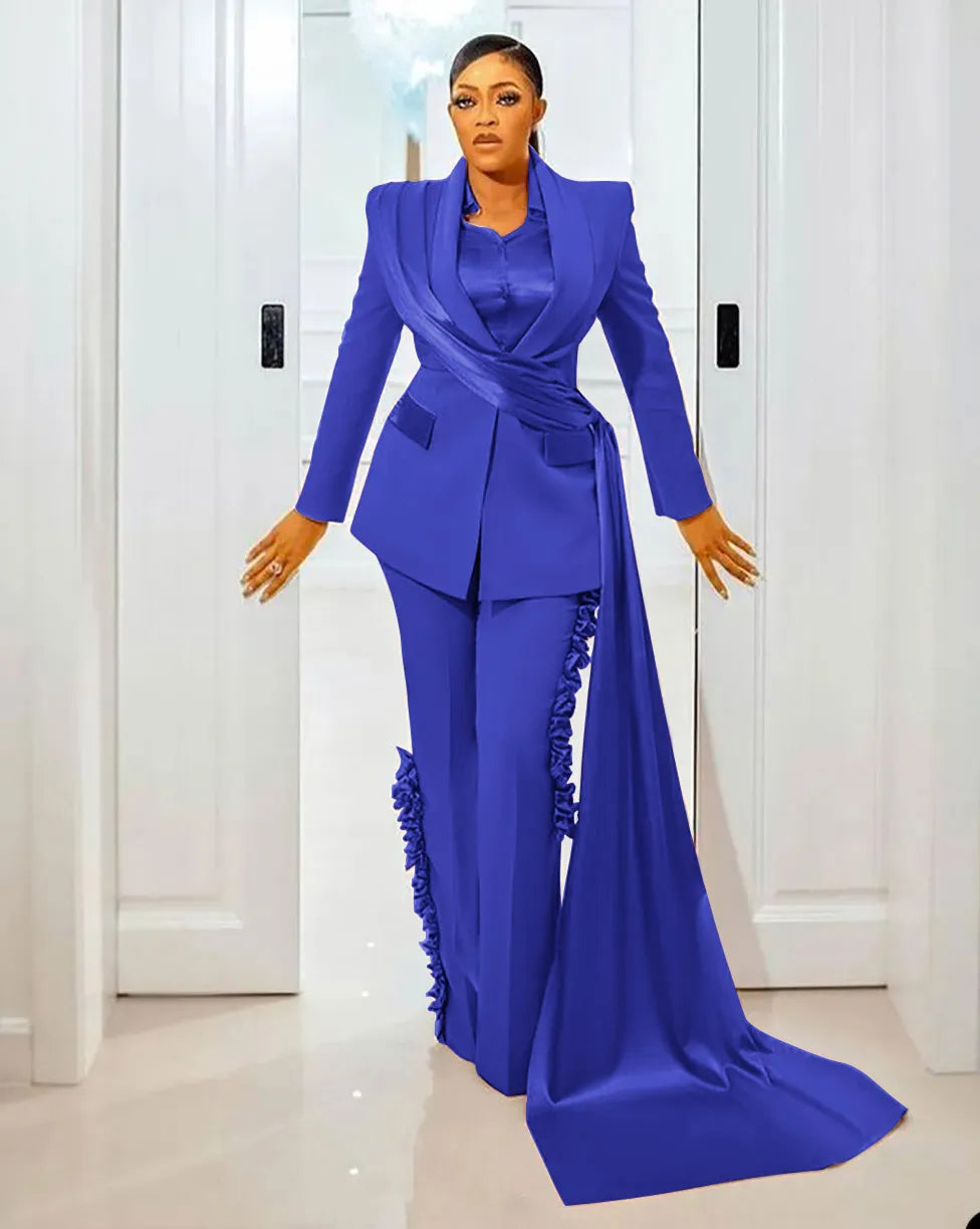 Ensembles de pantalons pour femmes, design spécial, grande taille, blazer de mariage avec wraps, tenues de mariée sur mesure, coupe ajustée, 2 pièces