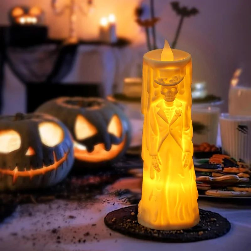 Halloween Skeleton Lamp LED Luminous Candle Horror Decoration Prop Ghost Groom Bride Couple Lamp Ornament Halloween Decor