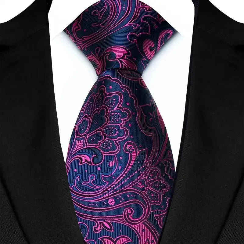 Cravate de luxe 8CM pour homme, motifs floraux et cachemire, tissée jacquard, accessoires pour occasions d'affaires et de mariage.