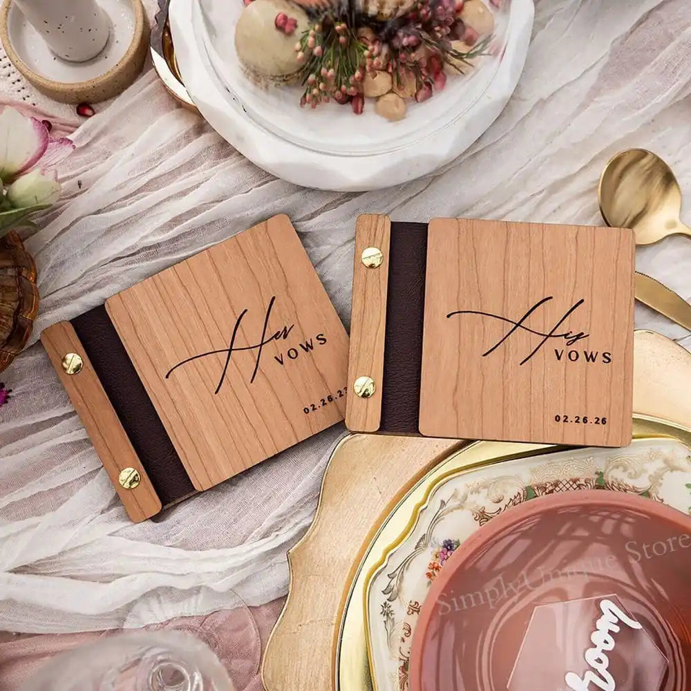 Custom Wooden Vow Books – His & Hers Wedding Vow Booklets | Bride & Groom Keepsake