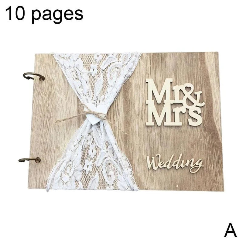 Livre d'or de mariage M. et Mme en bois, 10/20/30/40 pages, album de signatures, de photos et de souvenirs à créer soi-même, cadeau d'anniversaire