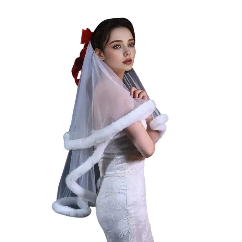 39BD Fingertip Bridal Headdress Veils Cathedral Wedding Veils Minimalists Women Veil for Wedding Ceremonies