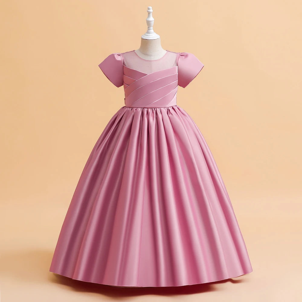 Robes de demoiselle d'honneur élégantes pour filles, robe de soirée de mariage, première communion blanche, robe de soirée longue, vêtements d'été pour enfants